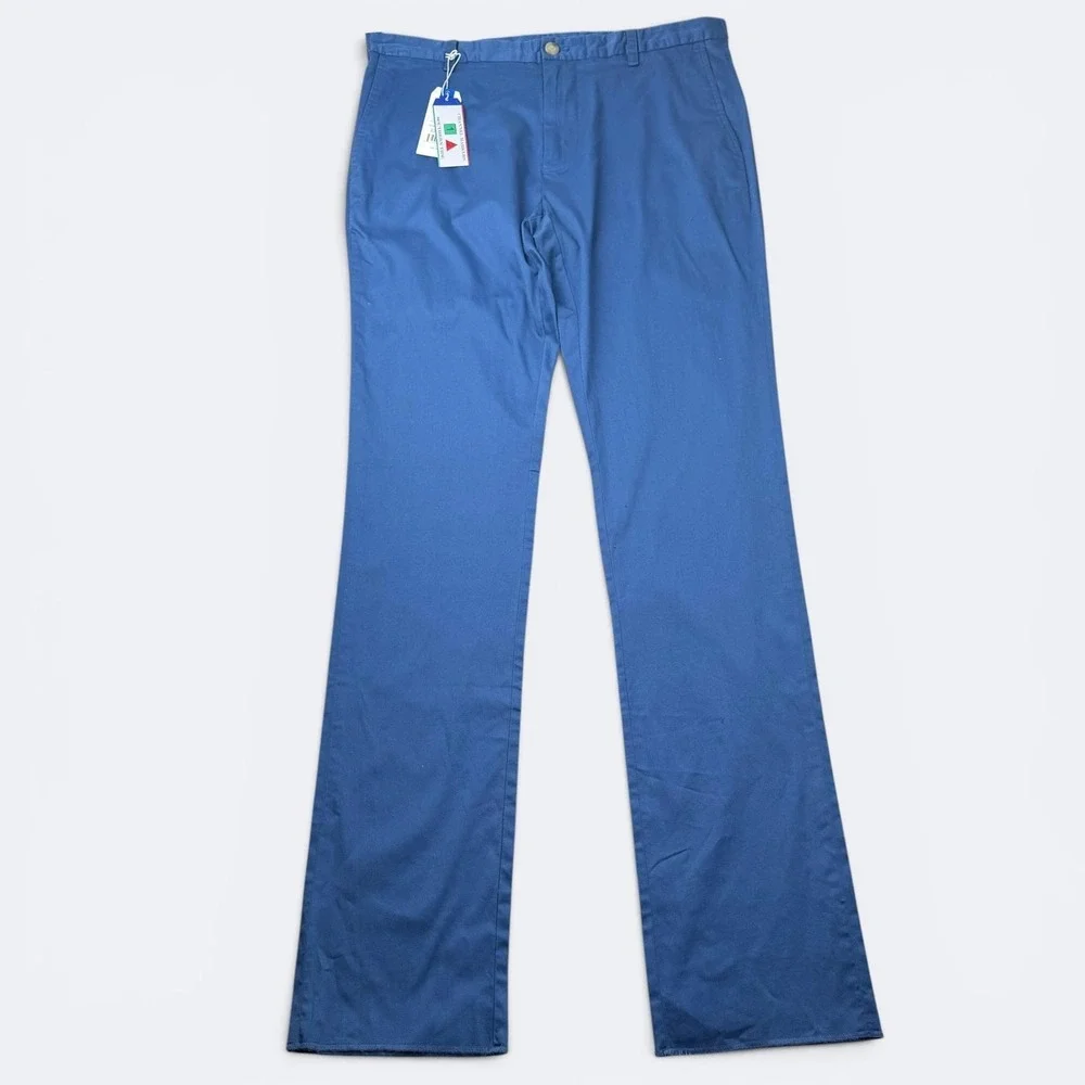 Southern Tide Pants Mens 36 Blue Channel Markers Stretch Chino Nautical Unhemmed